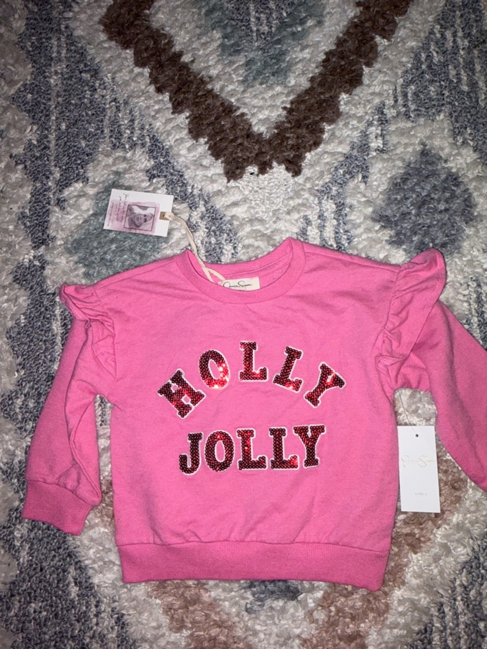Jessica Simpson Pink 'Holly Jolly' Sequin Sweatshirt